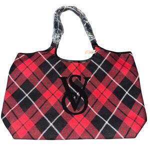Victoria's Secret VS Red Plaid Holiday Large Tote Bag – Brand New with‎ Tags!